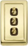 Switch - Toggle 3 Gang Polished Brass/Brown