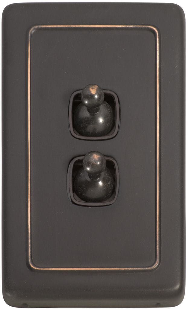 Switch - Toggle 2 Gang Antique Copper/Brown