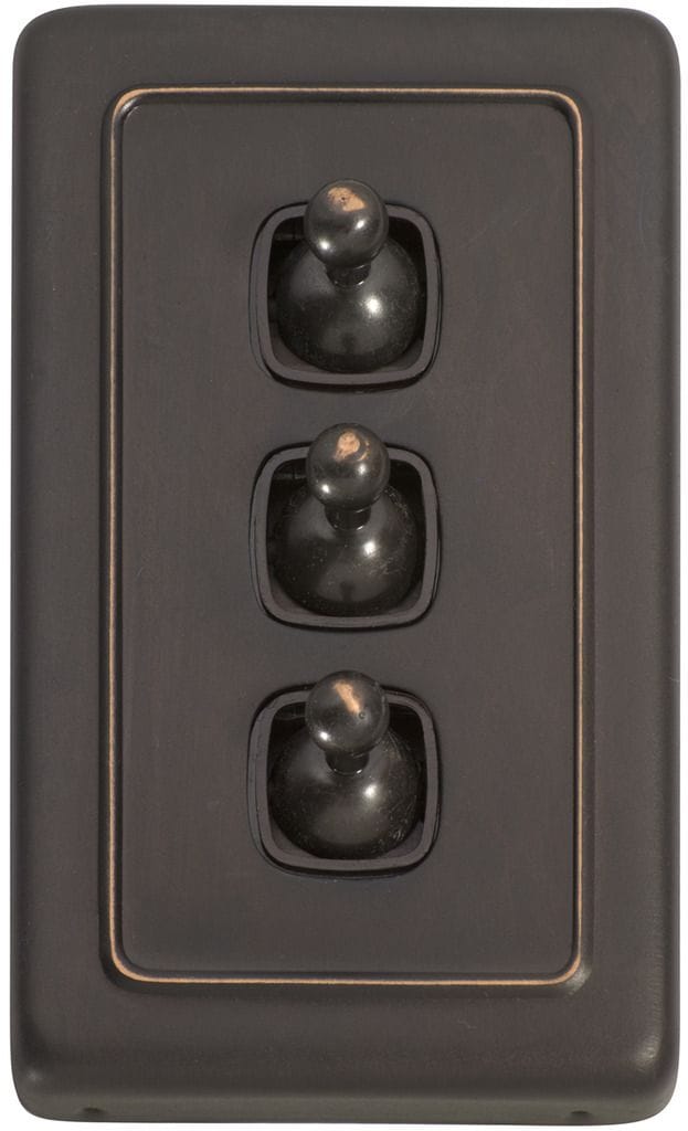 Switch - Toggle 3 Gang Antique Copper/Brown