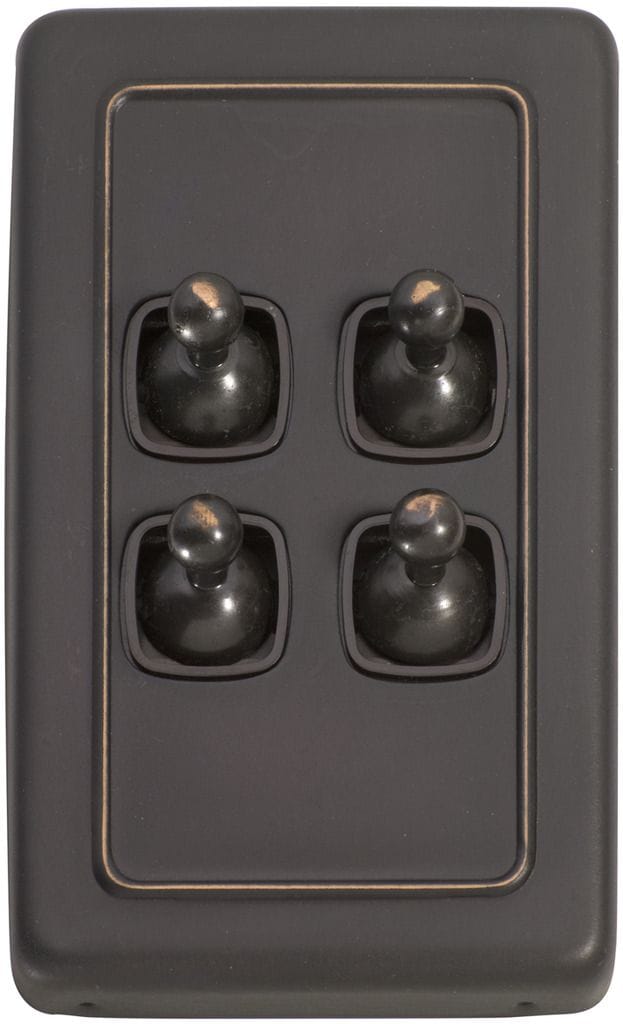 Switch - Toggle 4 Gang Antique Copper/Brown