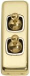 Switch - Architrave - Toggle 2 Gang Polished Brass/White