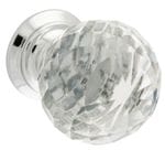 Glass Knob Clear Diamond Chrome 25mm