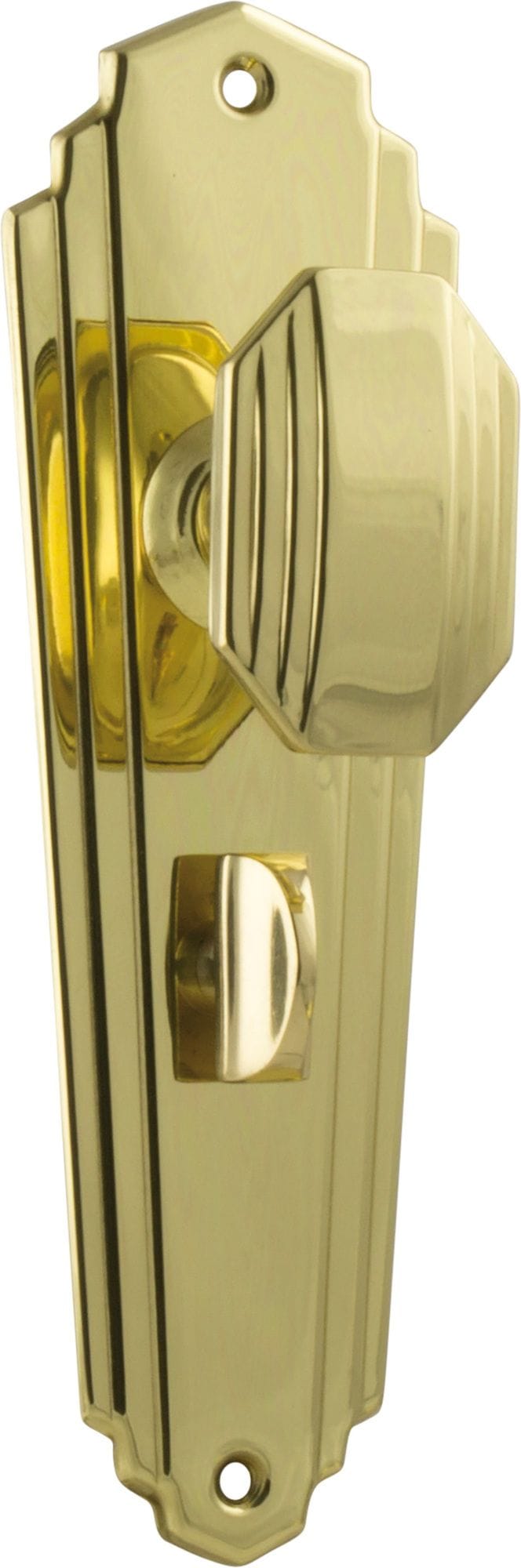 Elwood Art Deco Knob Privacy Polished Brass