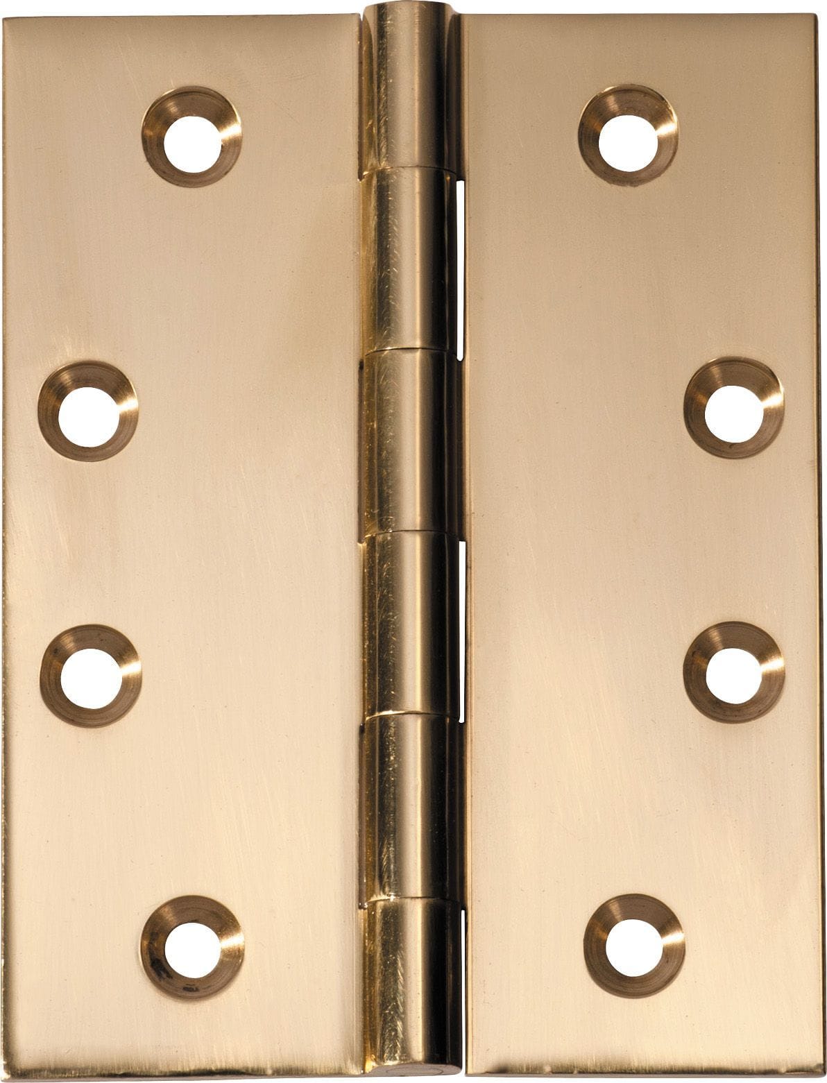 Hinge - Fixed Pin Unlacquered Polished Brass 100mm x 75mm