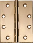 Hinge - Fixed Pin Unlacquered Polished Brass 100mm x 75mm