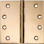 Hinge - Fixed Pin Unlacquered Polished Brass 100mm x 100mm