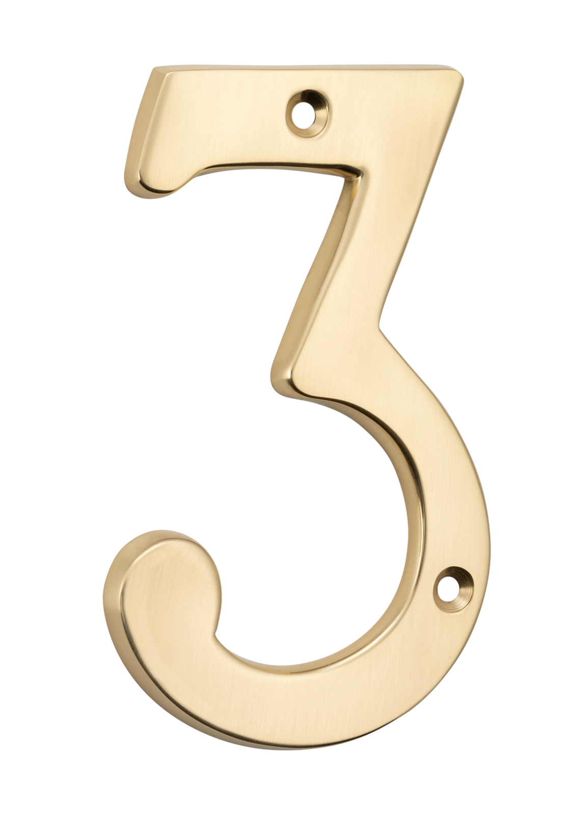 Numeral '3' Polished Brass