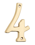 Numeral '4' Polished Brass