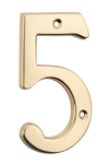 Numeral '5' Polished Brass