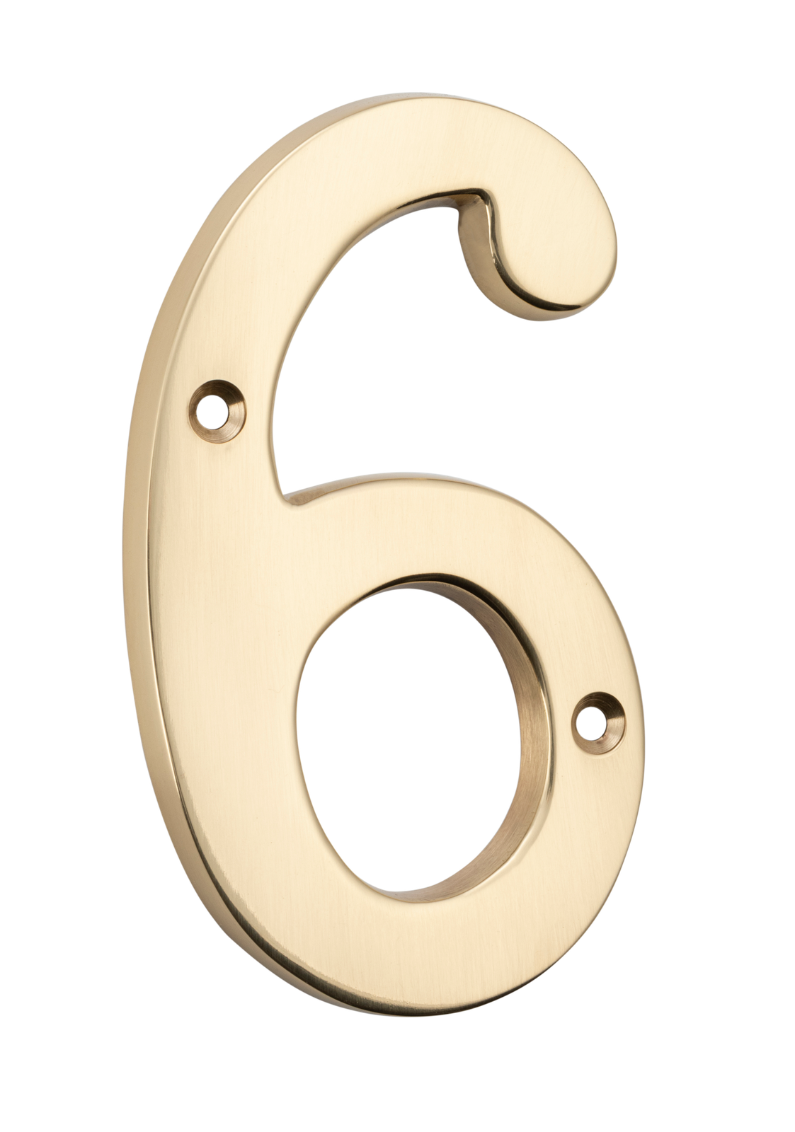 Numeral '6' Polished Brass