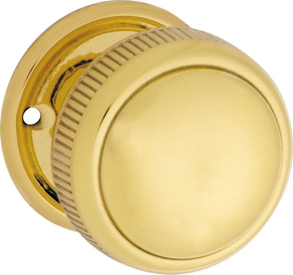 Mortice Knob Large Milled Edge Unlacquered Polished Brass