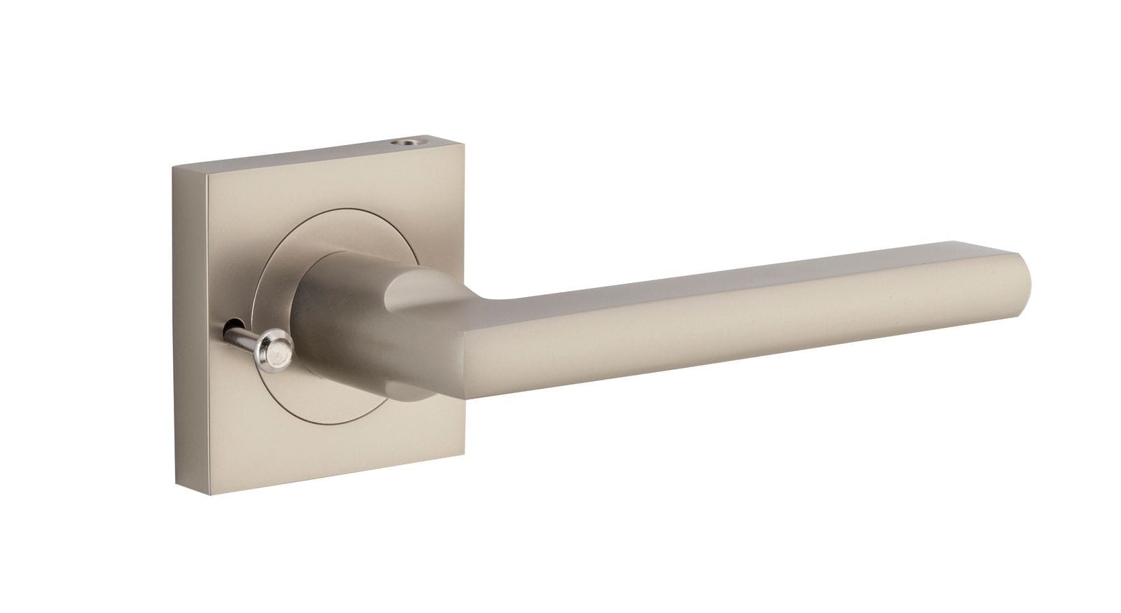Baltimore Lever on Square Rose with Inbuilt Privacy Satin Nickel