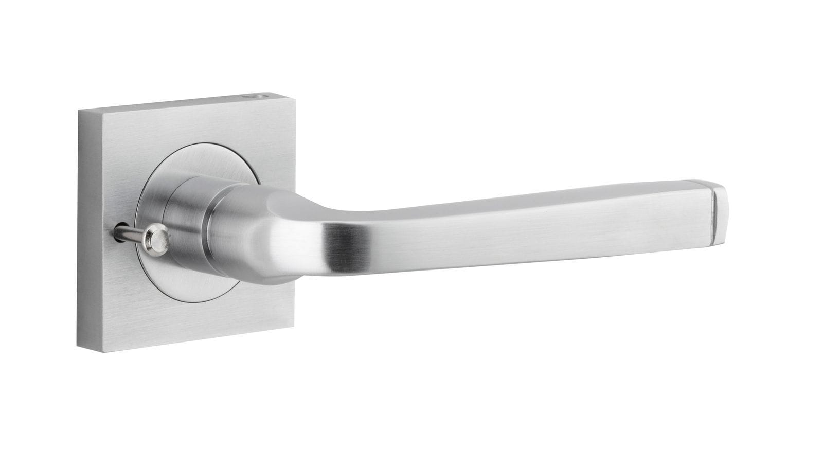 Annecy Lever on Square Rose with Inbuilt Privacy Brushed Chrome