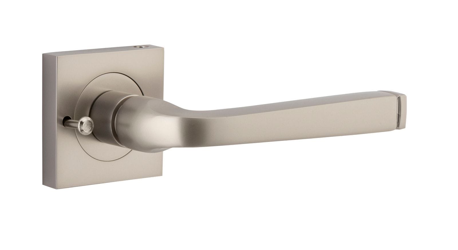 Annecy Lever on Square Rose with Inbuilt Privacy Satin Nickel