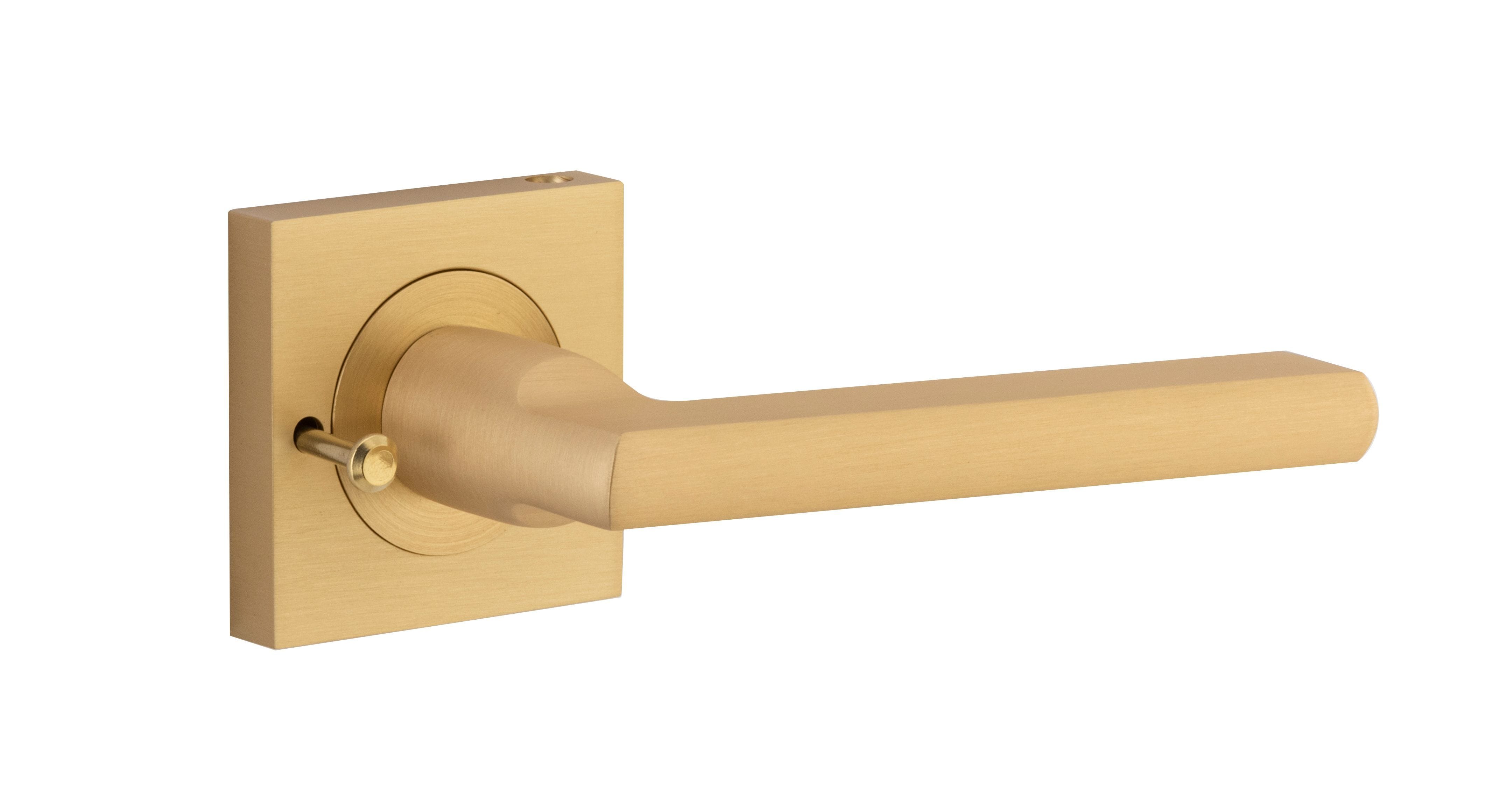 Baltimore Lever on Square Rose with Inbuilt Privacy Brushed Brass