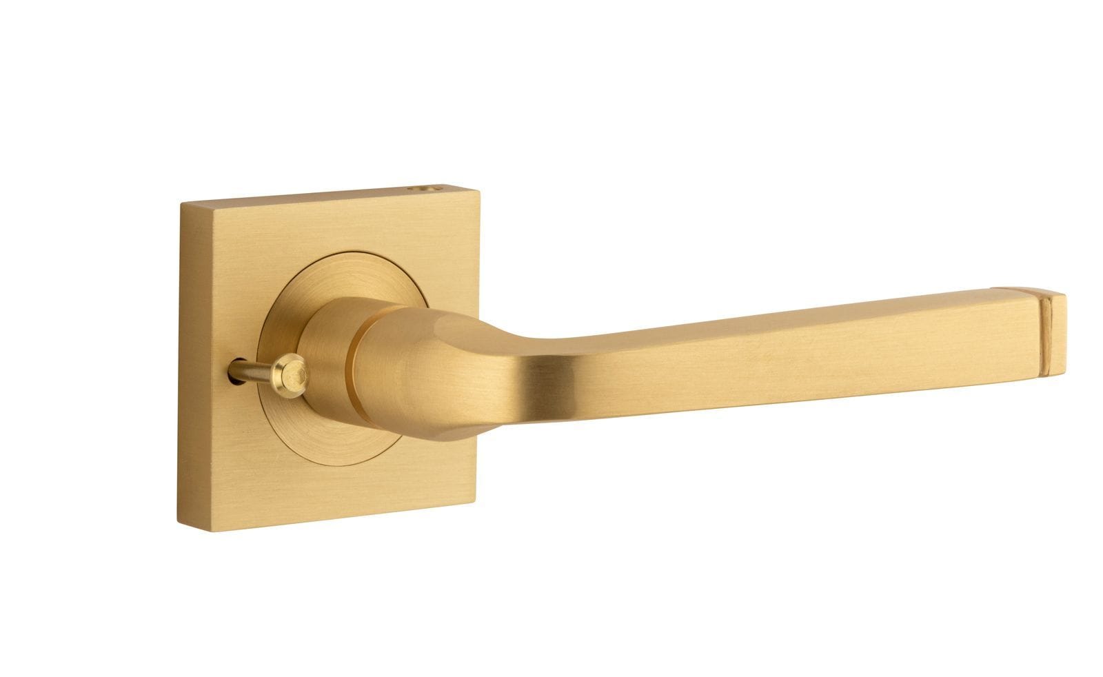 Annecy Lever on Square Rose with Inbuilt Privacy Brushed Brass