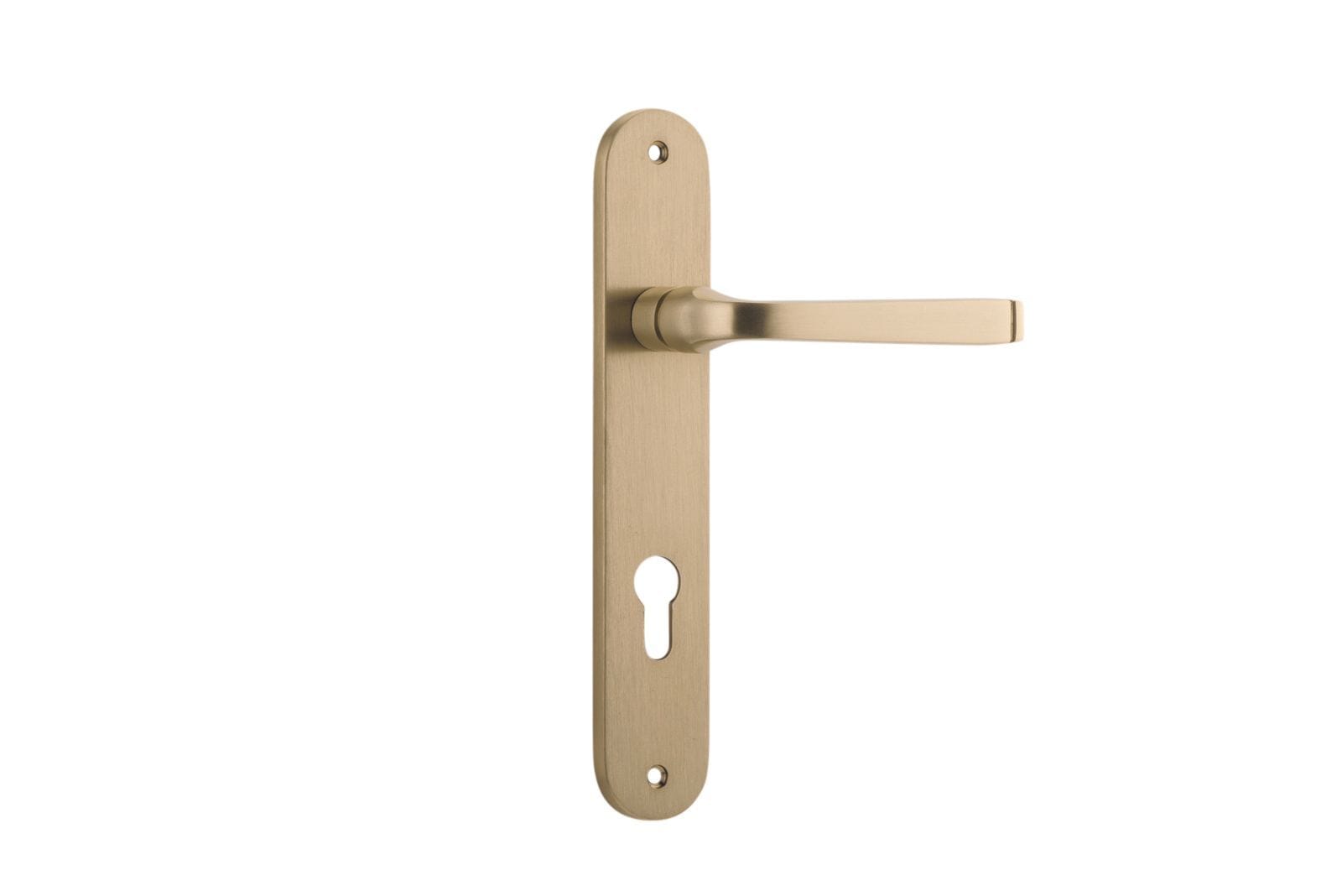 Annecy Lever Euro 85mm Oval Brushed Brass