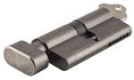 Euro Cylinder Key/Thumb Turn Distressed/Rumbled Nickel 65mm