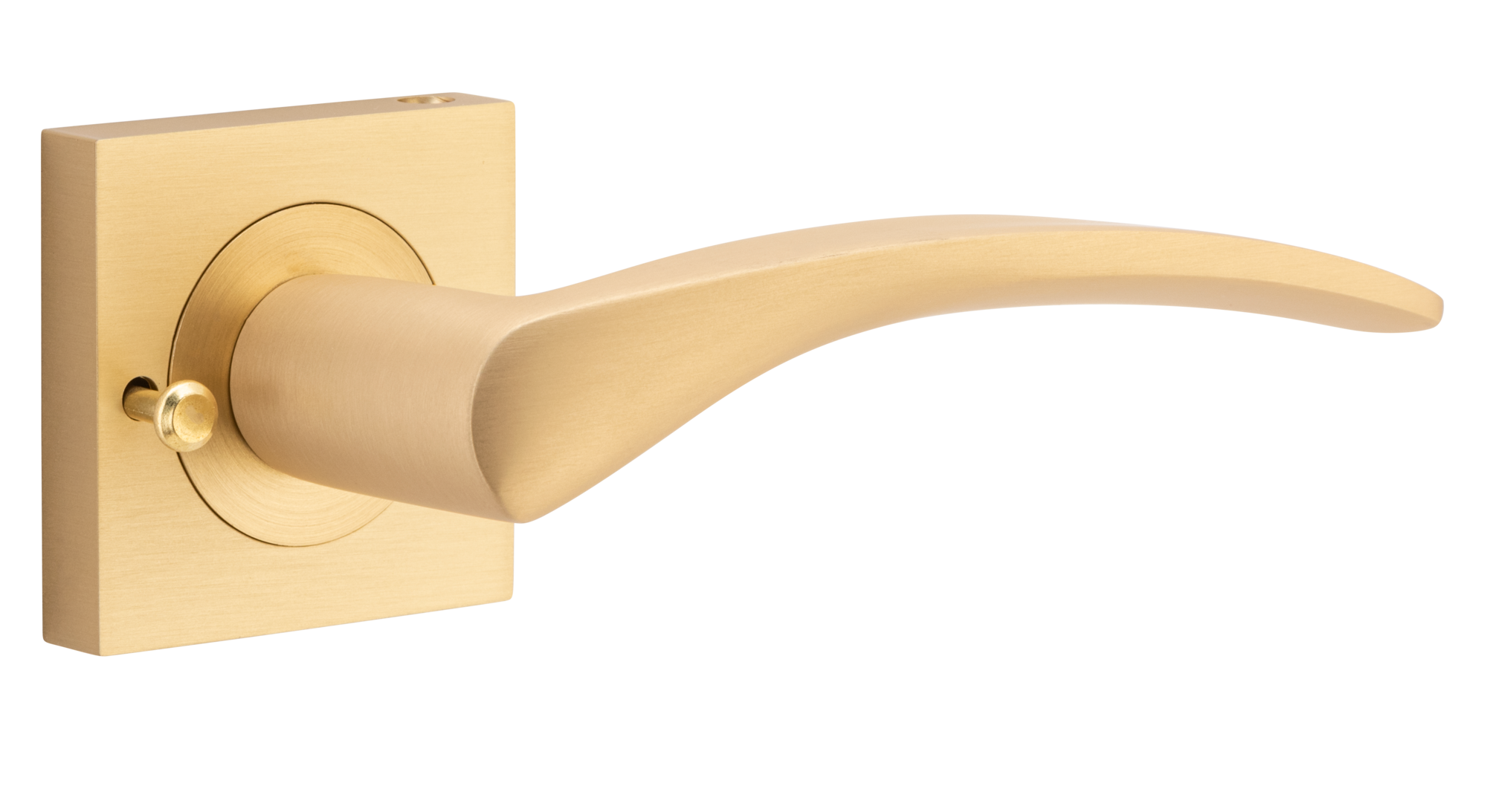Oxford Lever on Square Rose with Inbuilt Privacy Brushed Brass