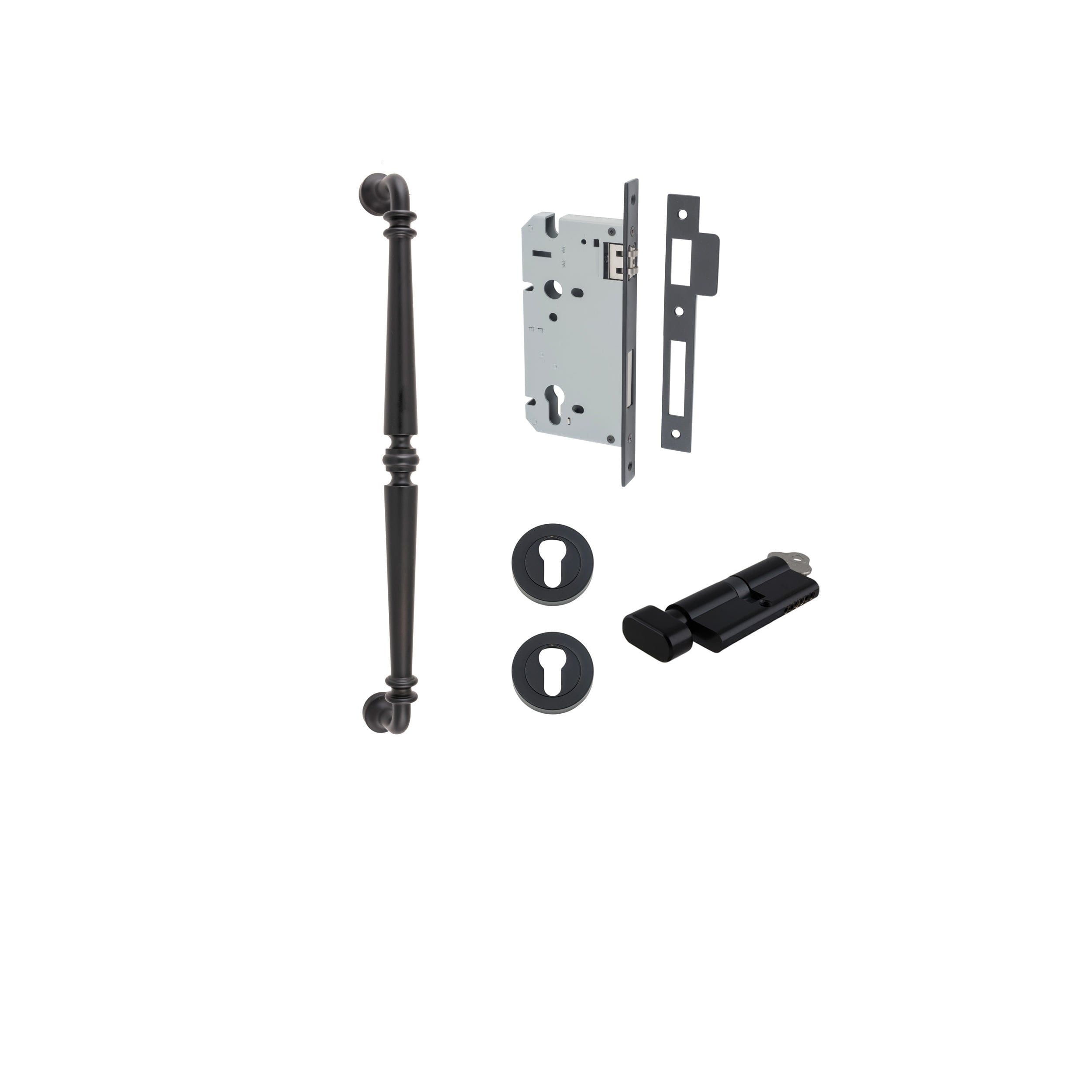 Sarlat Pull Handle Matt Black 450mm Entrance Kit - Key/Thumb Turn