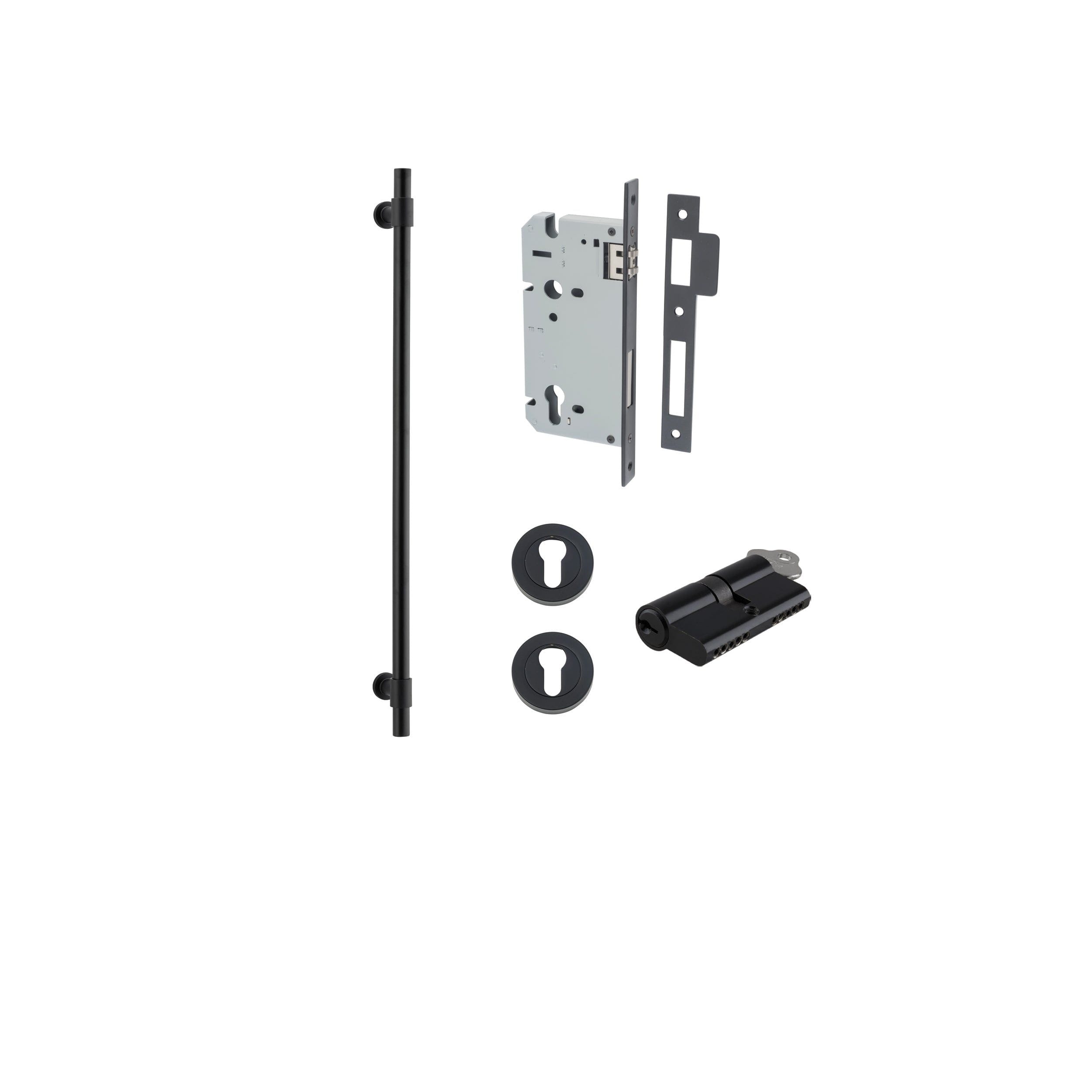 Helsinki Pull Handle Matt Black 600mm Entrance Kit - Key/Key