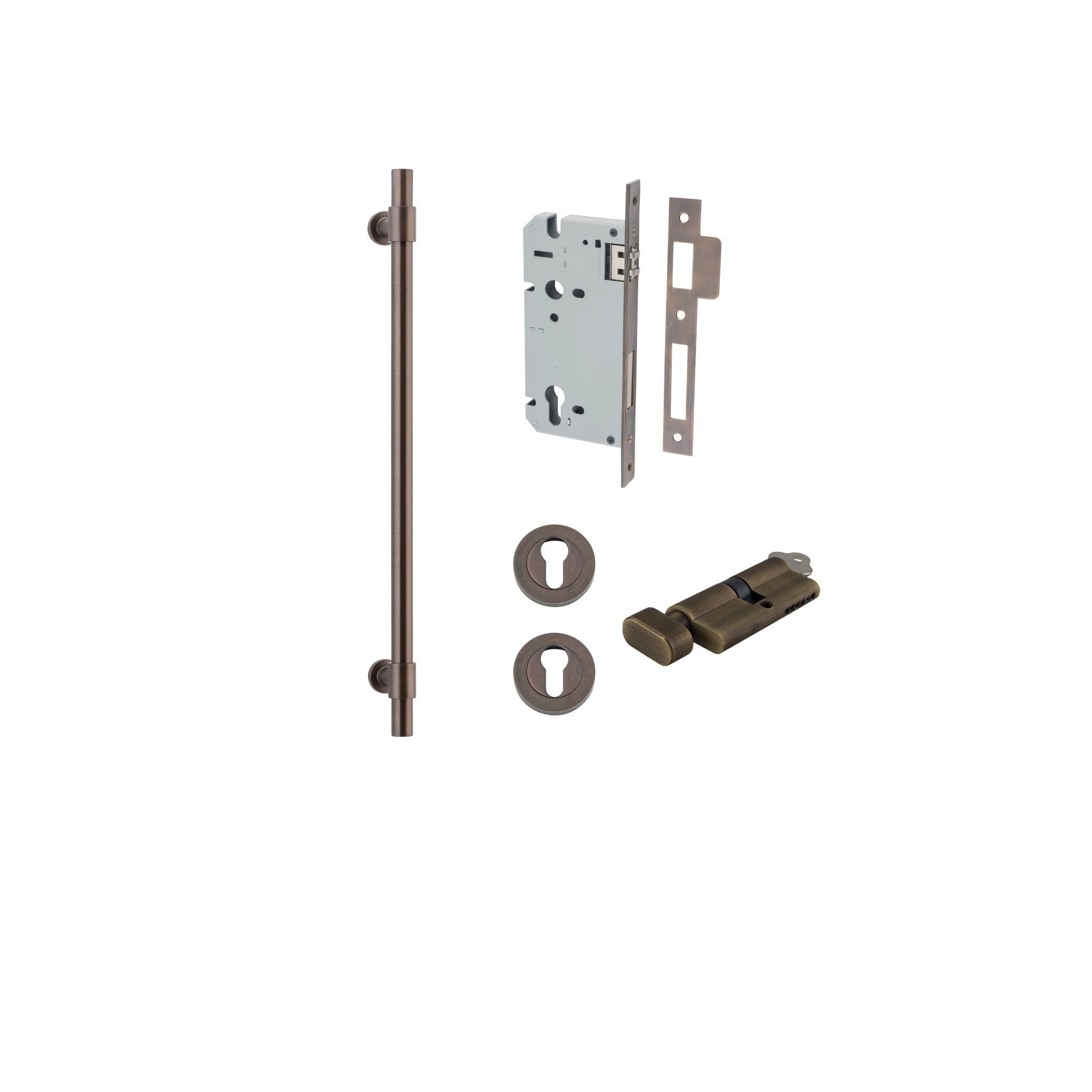 Helsinki Pull Handle Signature Brass 450mm Entrance Kit - Key/Thumb Turn