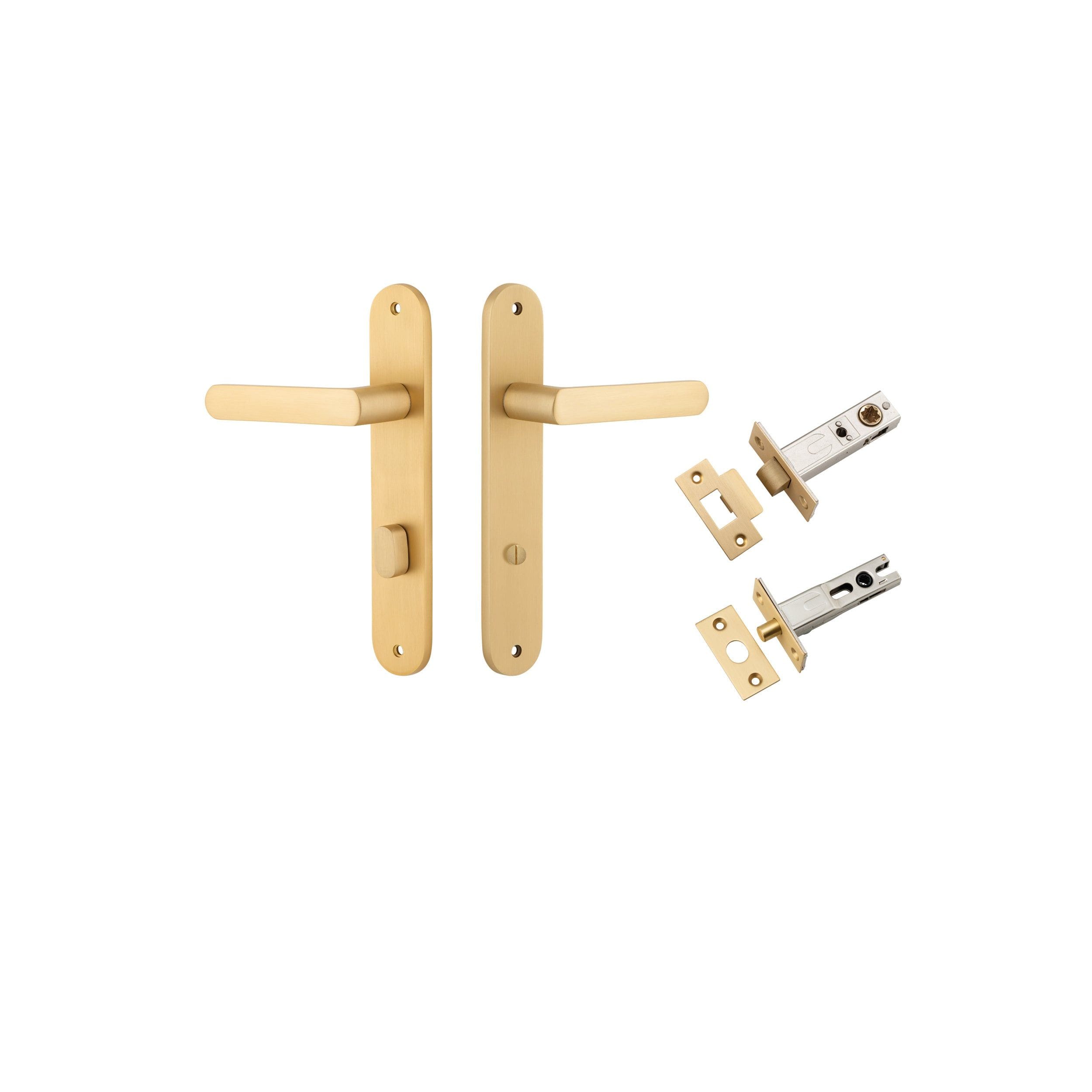 Osaka Lever Oval Brushed Brass Privacy Kit