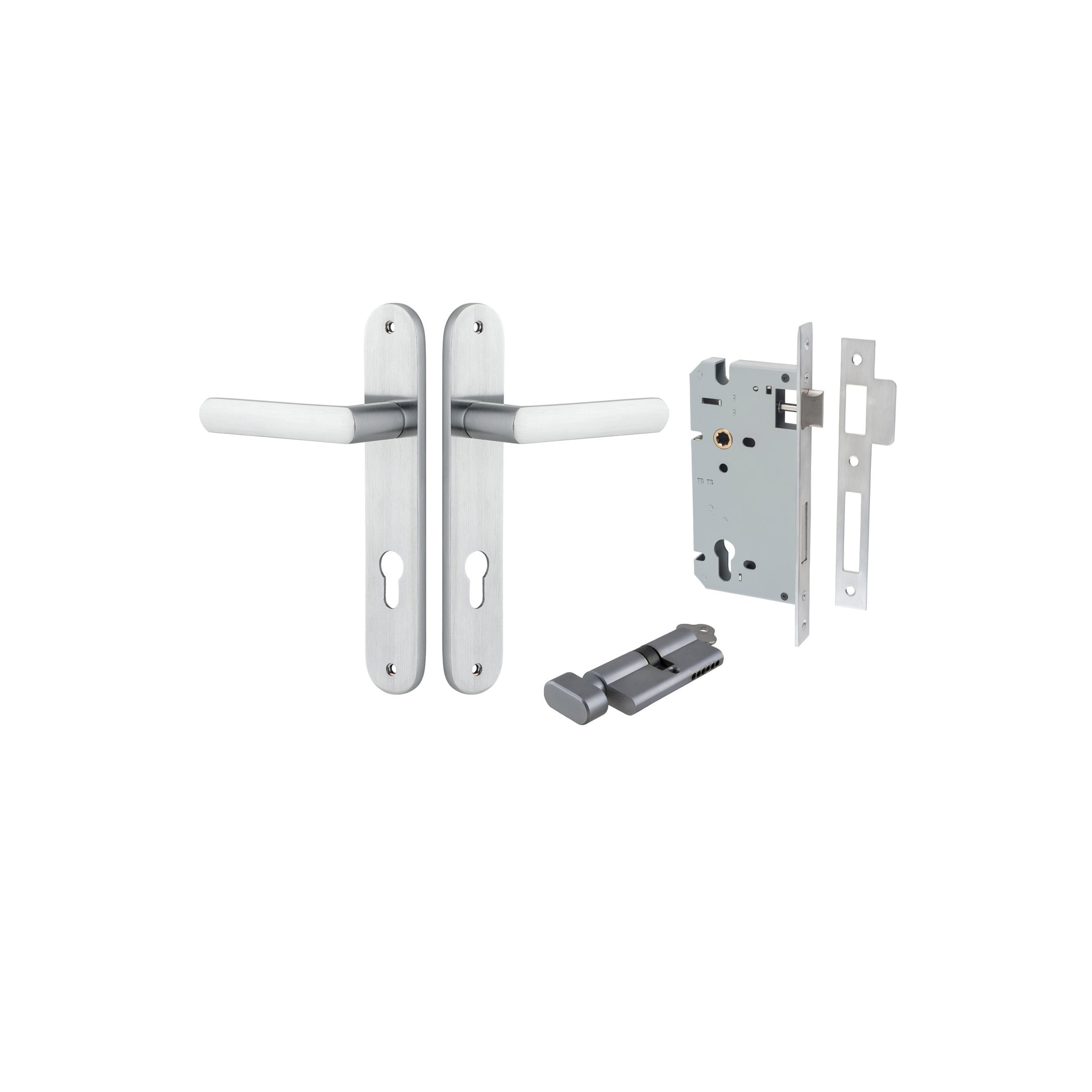Osaka Lever Oval Brushed Chrome Entrance Kit - Key/Thumb Turn