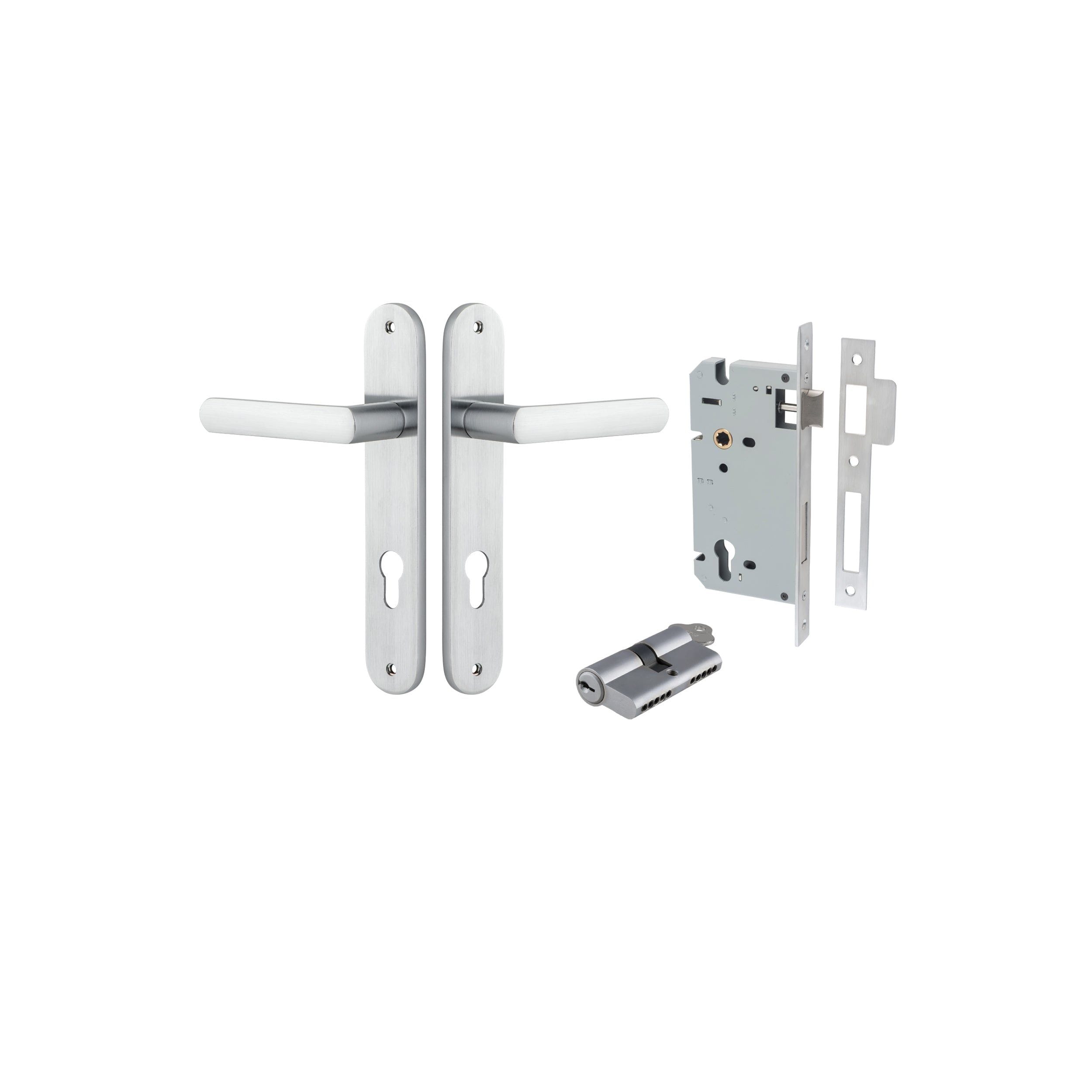 Osaka Lever Oval Brushed Chrome Entrance Kit - Key/Key