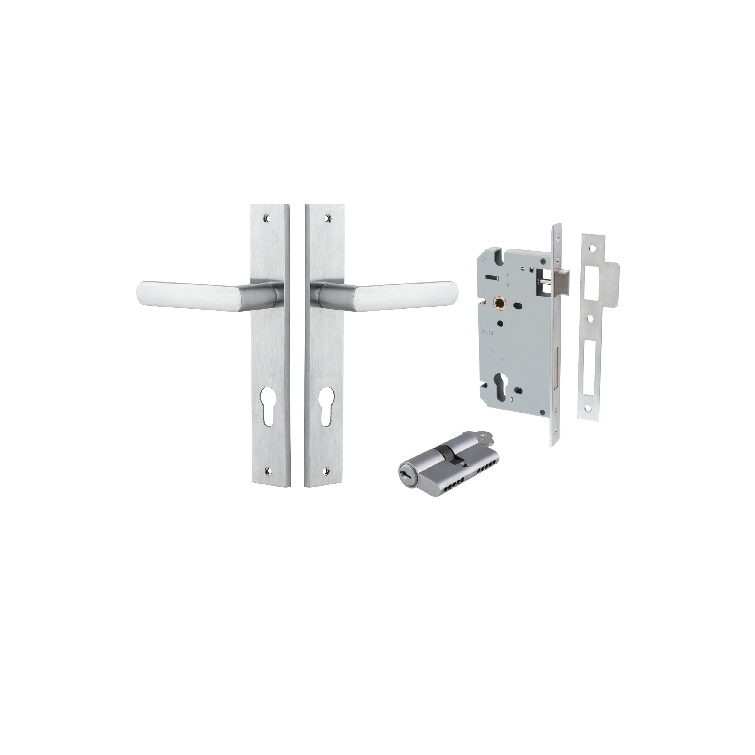 Osaka Lever Rectangular Brushed Chrome Entrance Kit - Key/Key