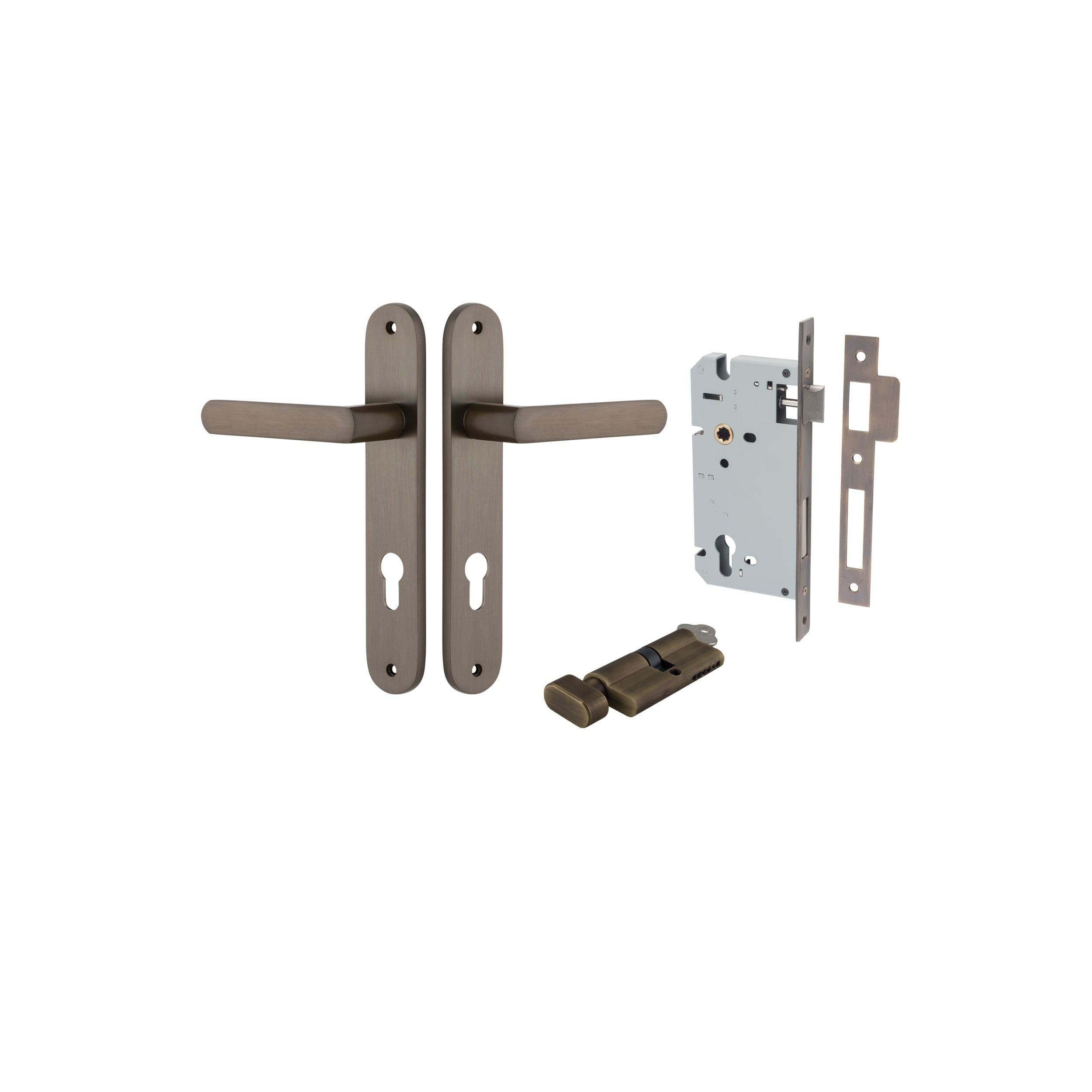 Osaka Lever Oval Signature Brass Entrance Kit - Key/Thumb Turn