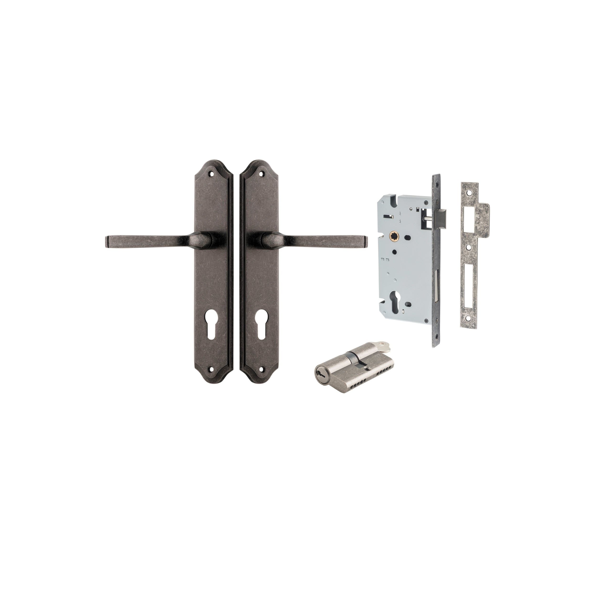 Annecy Lever Shouldered Distressed Nickel Entrance Kit - Key/Key