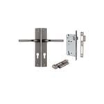 Annecy Lever Rectangular Distressed Nickel Entrance Kit - Key/Thumb Turn