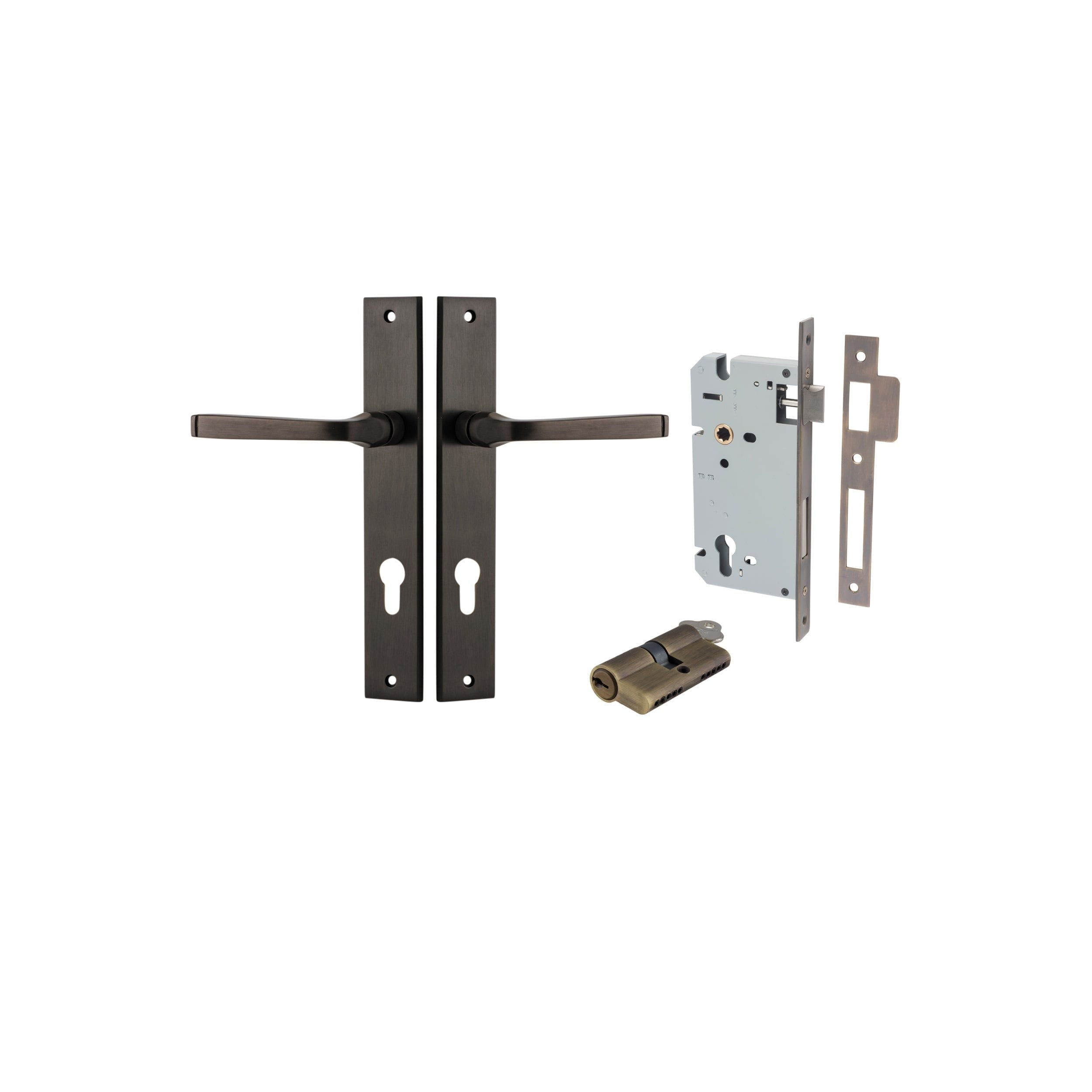 Annecy Lever Rectangular Signature Brass Entrance Kit - Key/Key