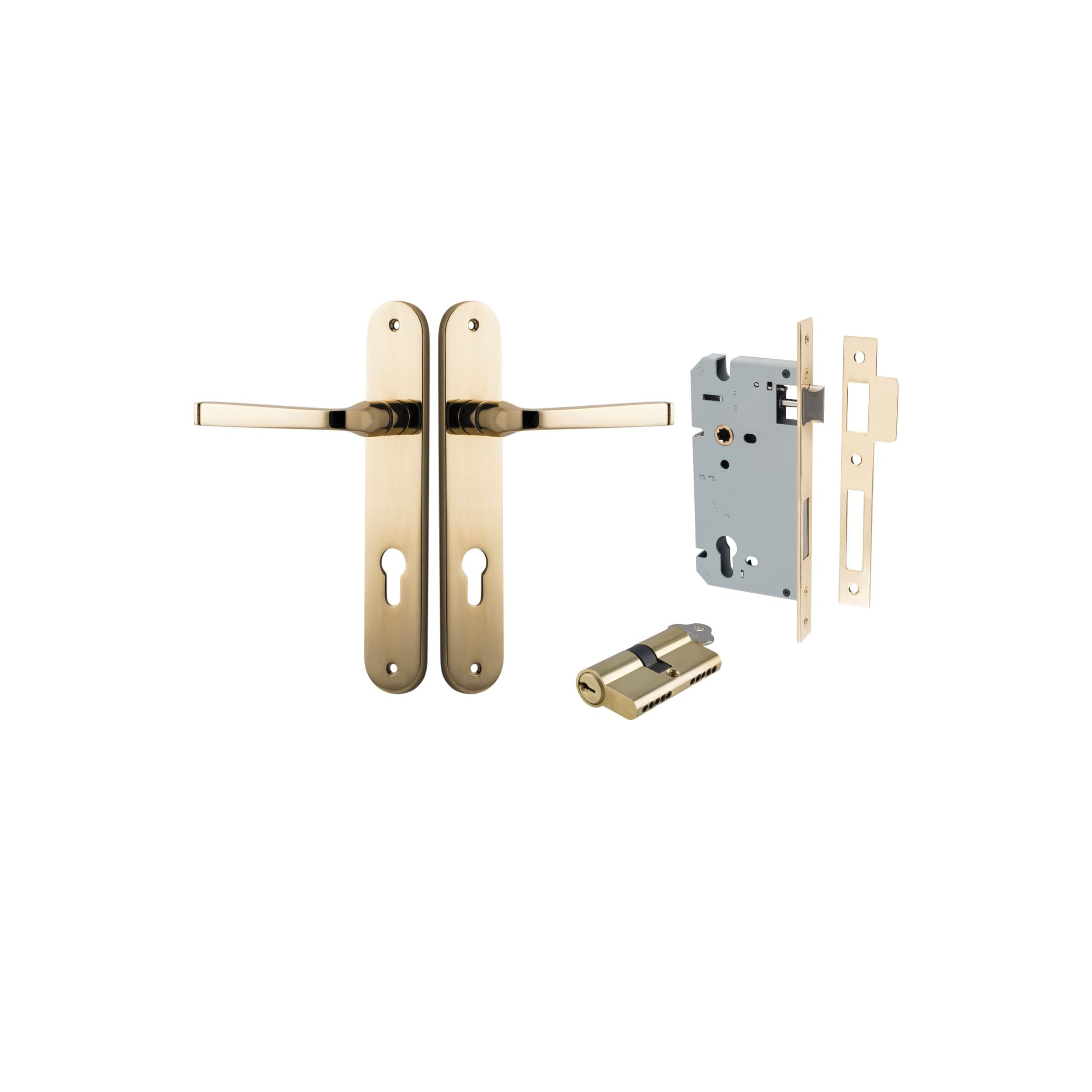 Annecy Lever Oval Polished Brass Entrance Kit - Key/Key