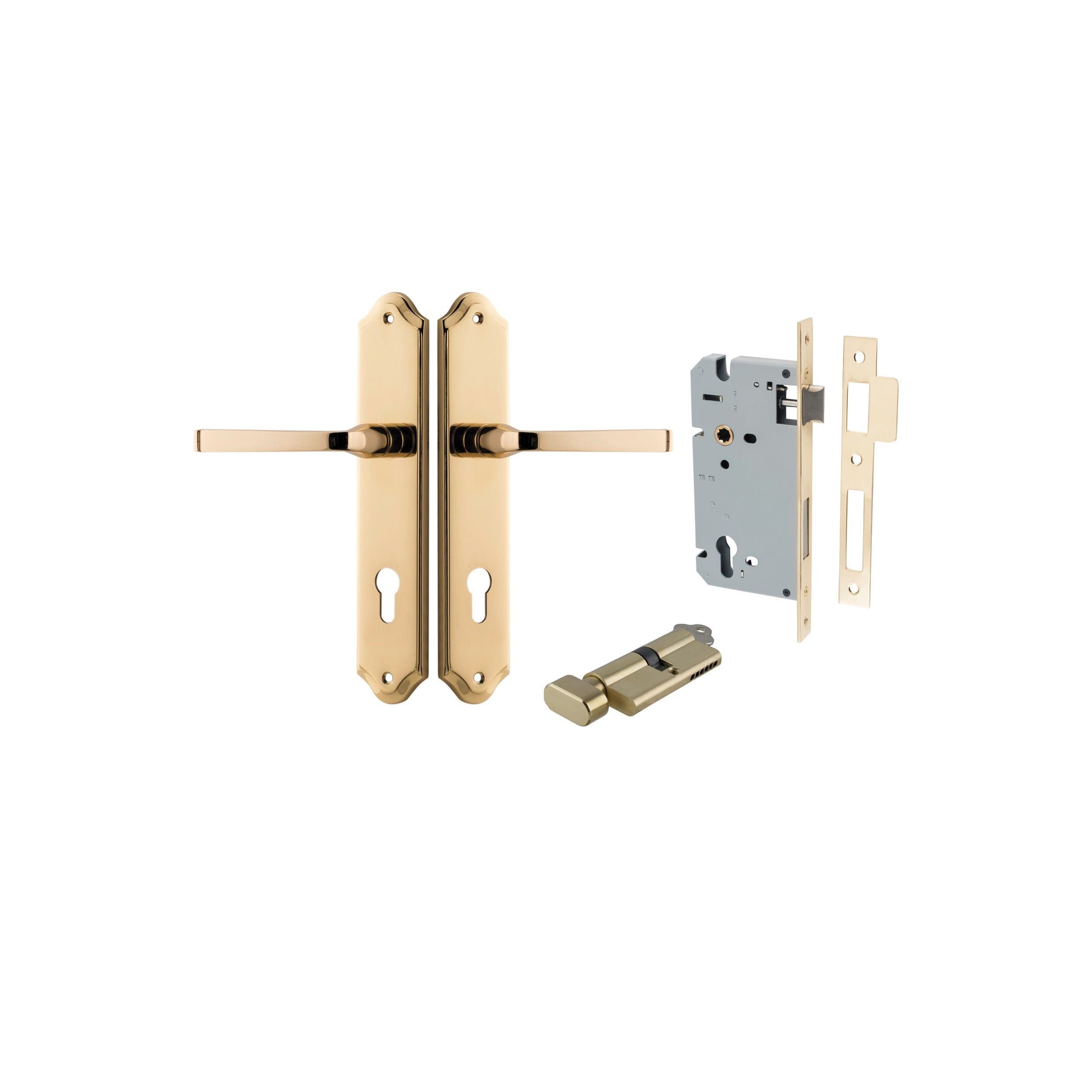 Annecy Lever Shouldered Polished Brass Entrance Kit - Key/Thumb Turn