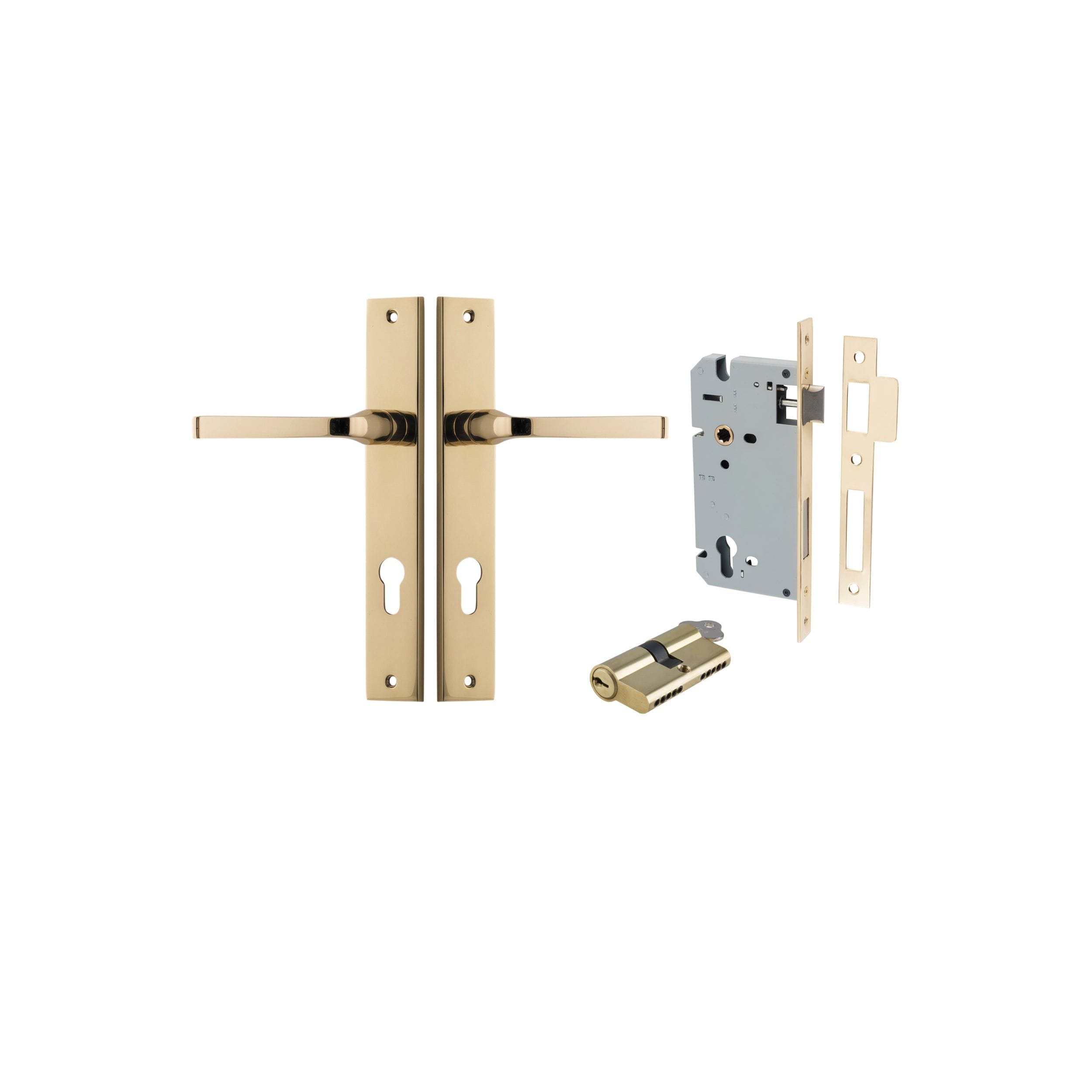 Annecy Lever Rectangular Polished Brass Entrance Kit - Key/Key