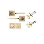 Annecy Lever on Square Rose Brushed Brass Privacy Kit