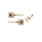 Annecy Lever on Square Rose Brushed Brass Passage Kit