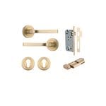 Annecy Lever on Rose Brushed Brass Entrance Kit - Key/Thumb Turn