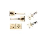 Annecy Lever on Square Rose Polished Brass Privacy Kit