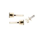 Annecy Lever on Square Rose Polished Brass Passage Kit