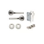 Annecy Lever on Rose Satin Nickel Entrance Kit - Key/Thumb Turn
