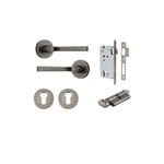 Annecy Lever on Rose Distressed Nickel Entrance Kit - Key/Thumb Turn