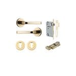 Annecy Lever on Rose Polished Brass Entrance Kit - Key/Thumb Turn