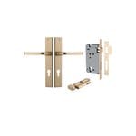 Annecy Lever Rectangular Brushed Brass Entrance Kit - Key/Thumb Turn