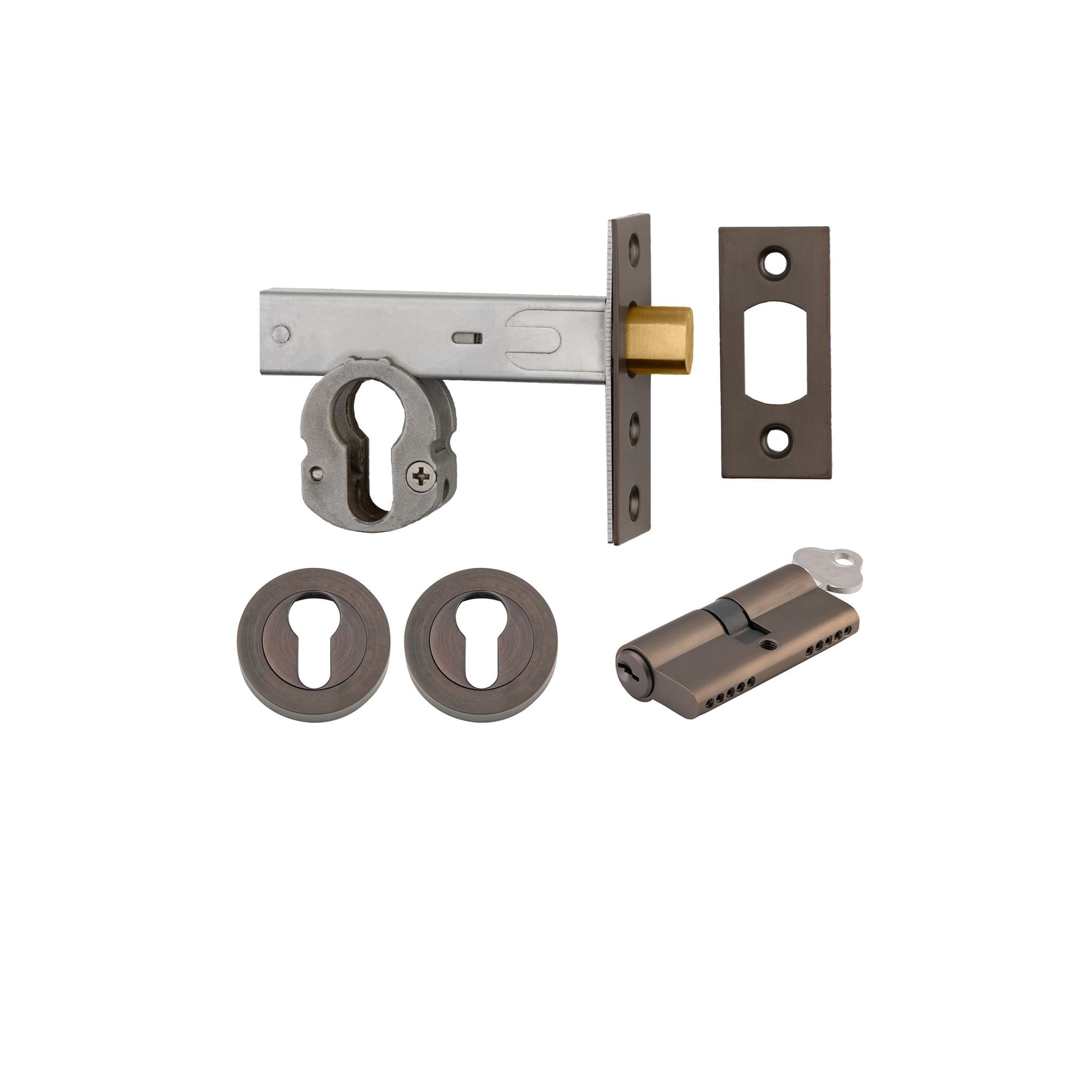 Euro Mortice Deadbolt Signature Brass Key/Key Escutcheon Round Kit