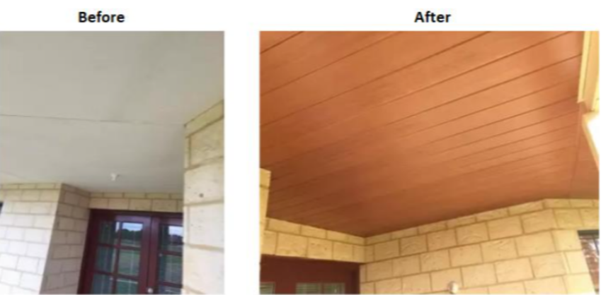 Ceiling boards before and after