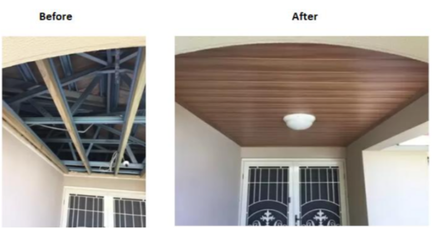 Ceiling boards before and after