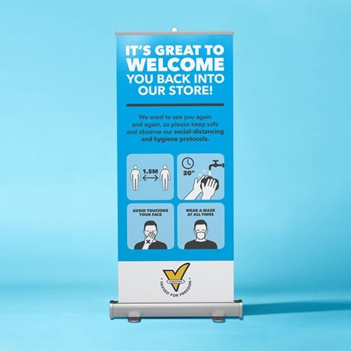 COVID-19 Pull-Up Banner - Safety Protocols Supporting Vaxxed for Freedom